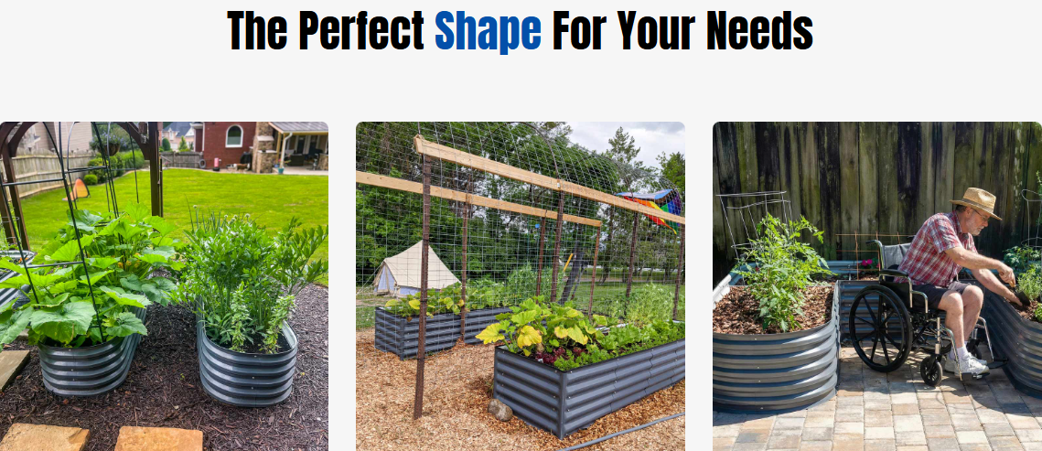 The perfect raised garden bed shape for your needs — round, rectangular and tall metal beds